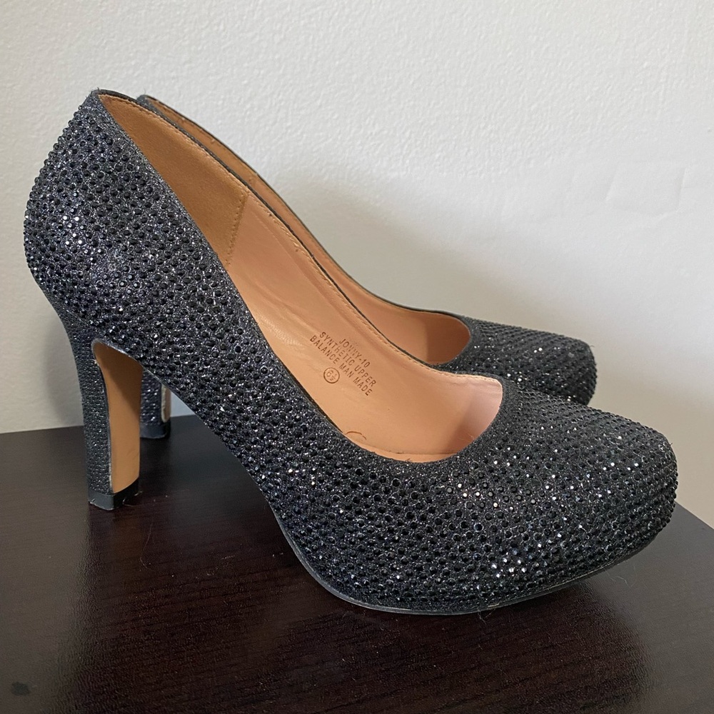 Sparkling black high heels